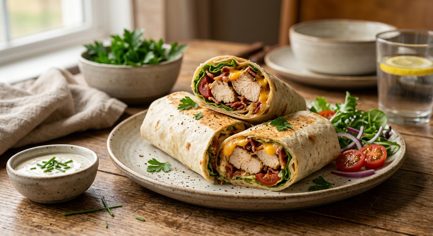 Cheesy Garlic Chicken Wraps