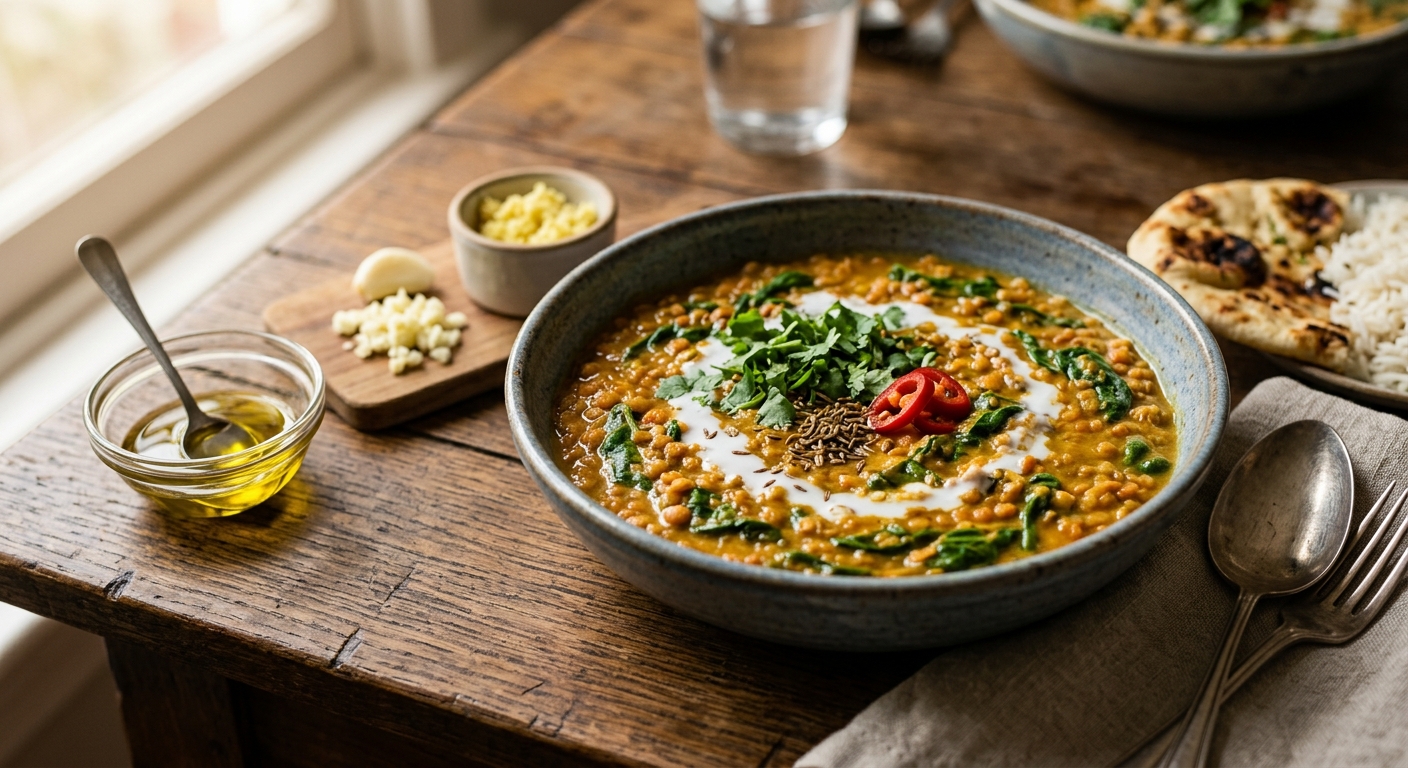 Creamy Coconut Curry Lentils with Spinach