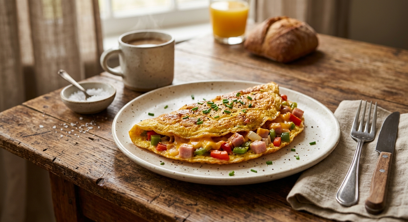 Omelets with Ham, Cheese & Veggies